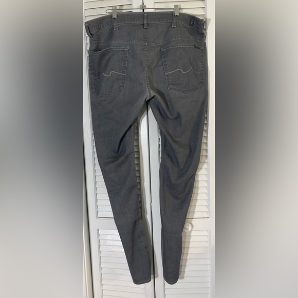 7 For All Mankind Grey Straight Leg Button Fly Jeans, Size 38/33, Cotton/Spandex - Picture 2 of 12